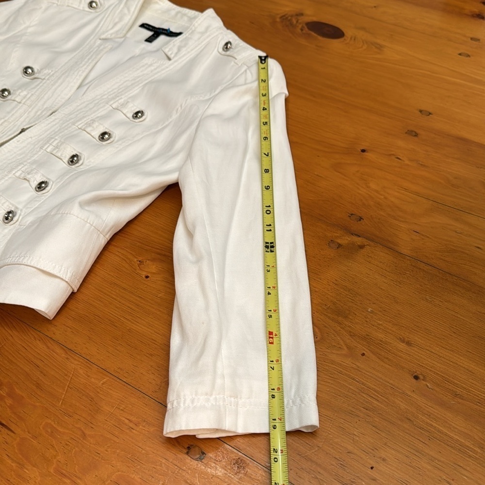 White House Black Market Ponte Military White Cropped Jacket / Blazer - Picture 12 of 12
